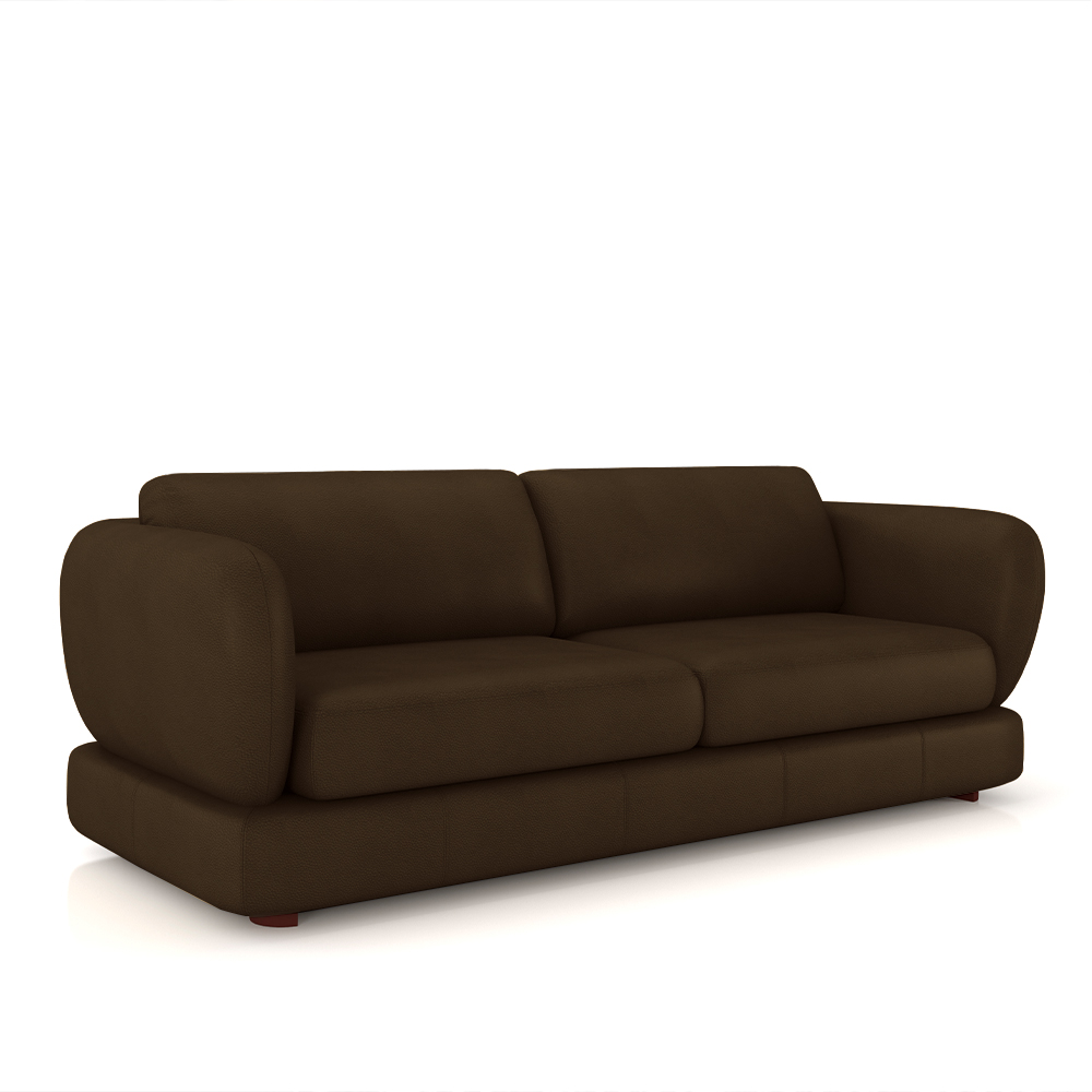 Sofá Living 3 Lugares 265cm Pés Madeira Dalian Couro Capuccino G52 - Gran Belo