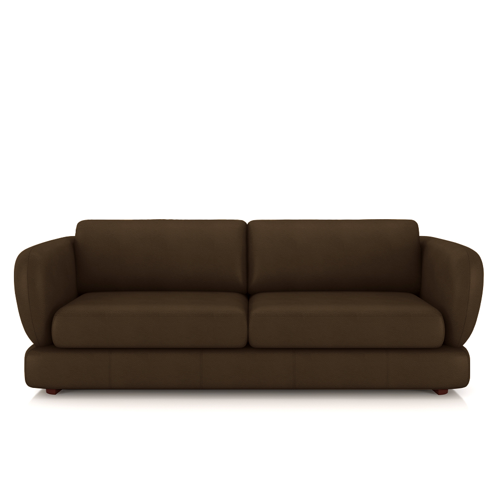 Sofá Living 3 Lugares 265cm Pés Madeira Dalian Couro Capuccino G52 - Gran Belo
