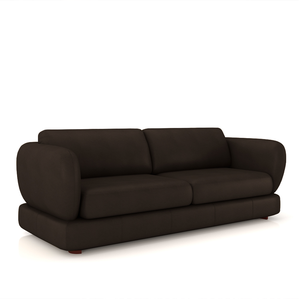 Sofá Living 3 Lugares 265cm Pés Madeira Dalian Couro Marrom G52 - Gran Belo