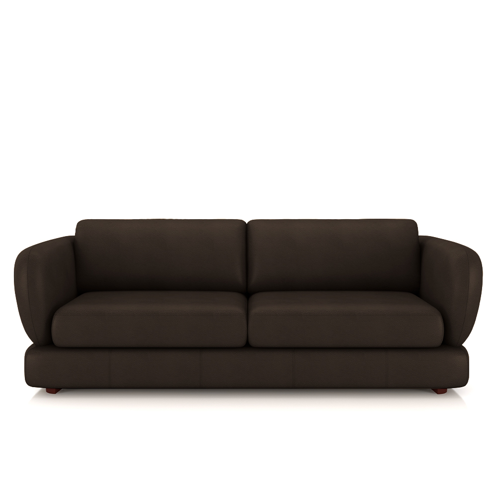 Sofá Living 3 Lugares 265cm Pés Madeira Dalian Couro Marrom G52 - Gran Belo