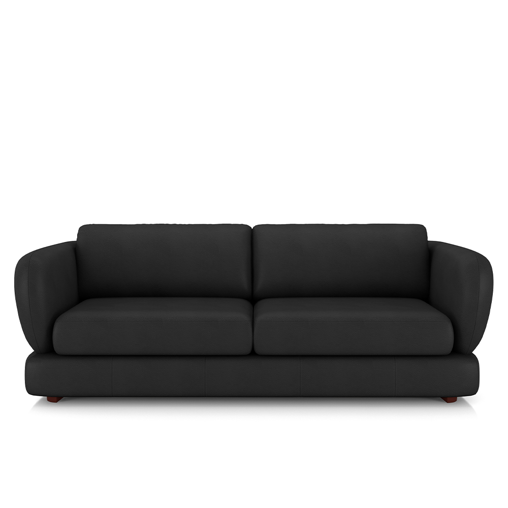 Sofá Living 3 Lugares 265cm Pés Madeira Dalian Couro Preto G52 - Gran Belo