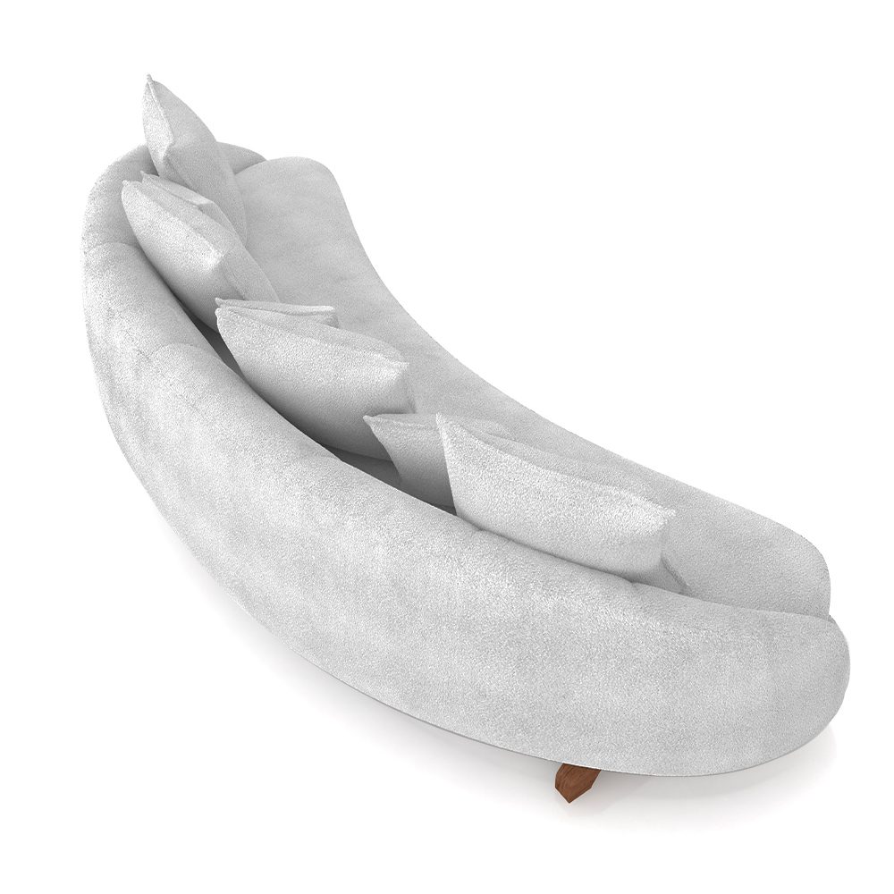 Sofá Living 3 Lugares 265cm Pés Madeira Morales com Almofadas Bouclê Cinza G52 - Gran Belo