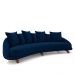 Sofá Living 3 Lugares 265cm Pés Madeira Morales com Almofadas Veludo Azul Marinho G52 - Gran Belo