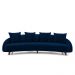 Sofá Living 3 Lugares 265cm Pés Madeira Morales com Almofadas Veludo Azul Marinho G52 - Gran Belo