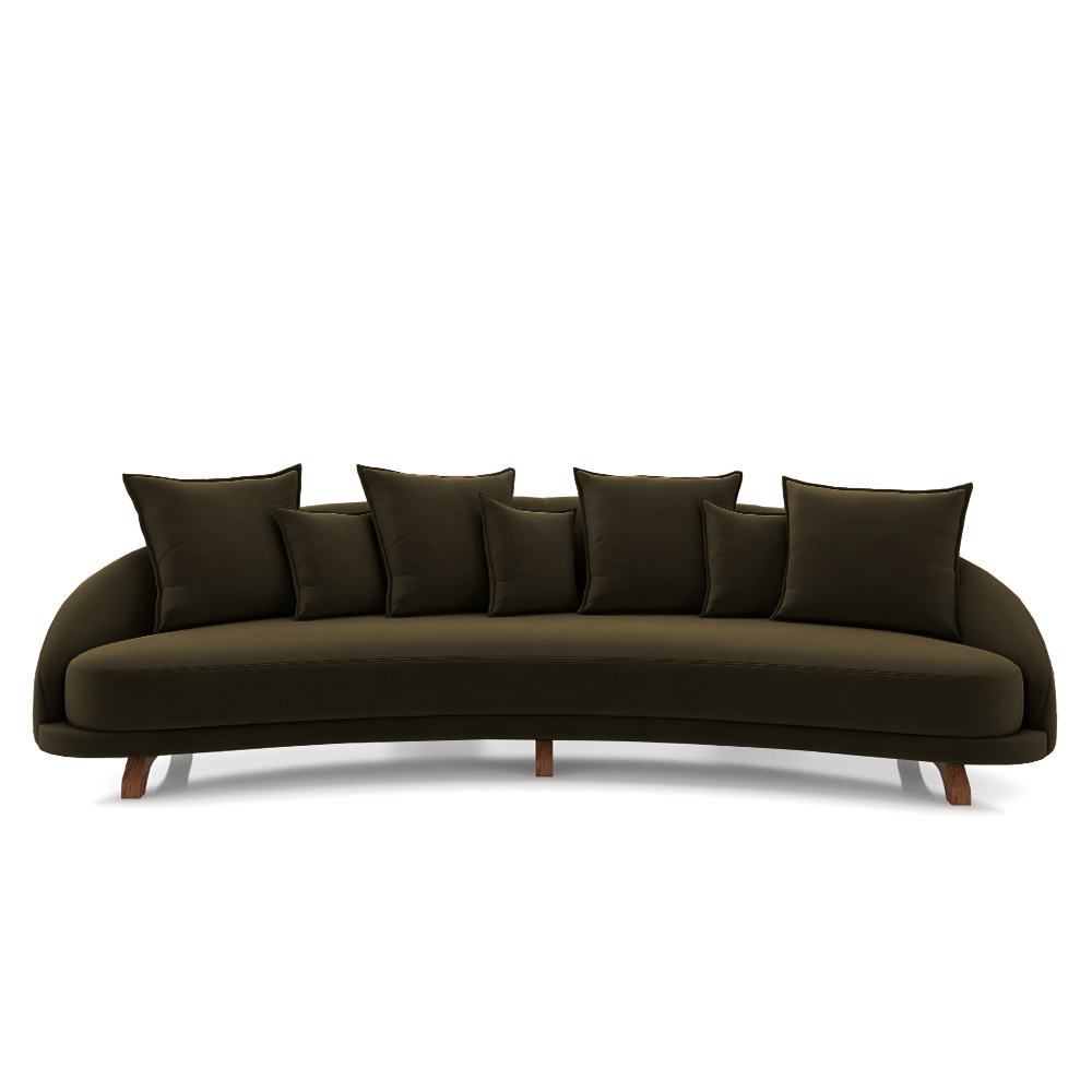 Sofá Living 3 Lugares 265cm Pés Madeira Morales com Almofadas Veludo Castor G52 - Gran Belo