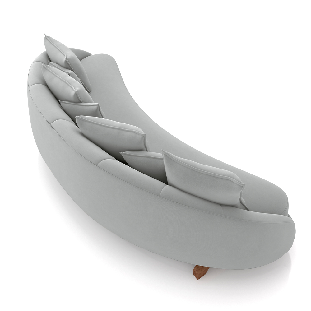 Sofá Living 3 Lugares 265cm Pés Madeira Morales com Almofadas Veludo Cinza G52 - Gran Belo
