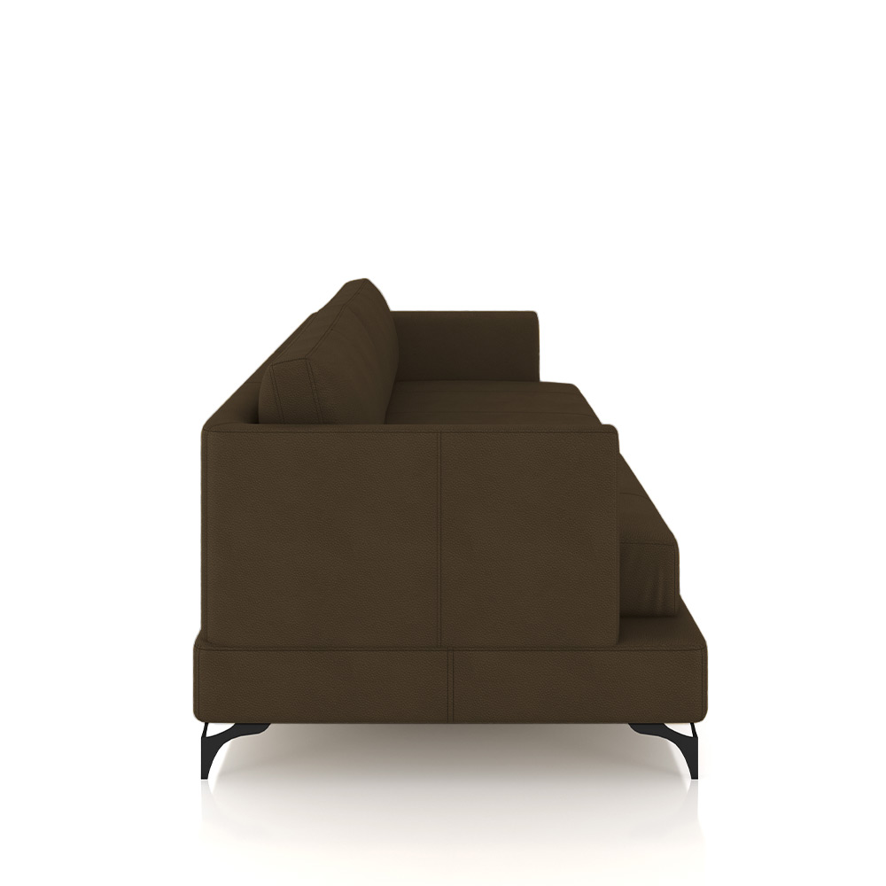 Sofá Living Bipartido 230cm Indonésia Pés de Ferro Couro Capuccino G52 - Gran Belo