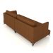 Sofá Living Bipartido 230cm Indonésia Pés de Ferro Couro Caramelo G52 - Gran Belo
