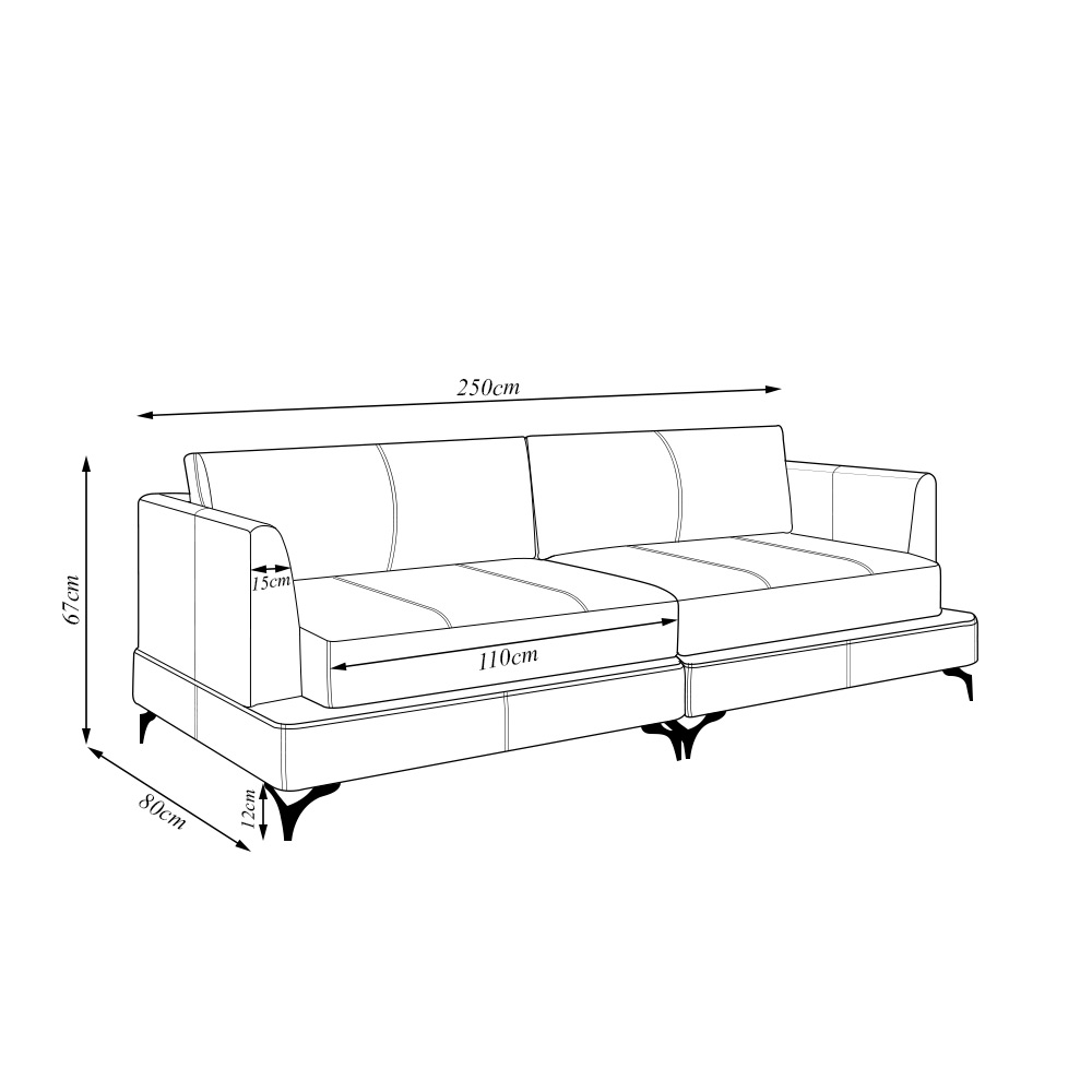 Sofá Living Bipartido 250cm Indonésia Pés de Ferro Couro Marrom G52 - Gran Belo