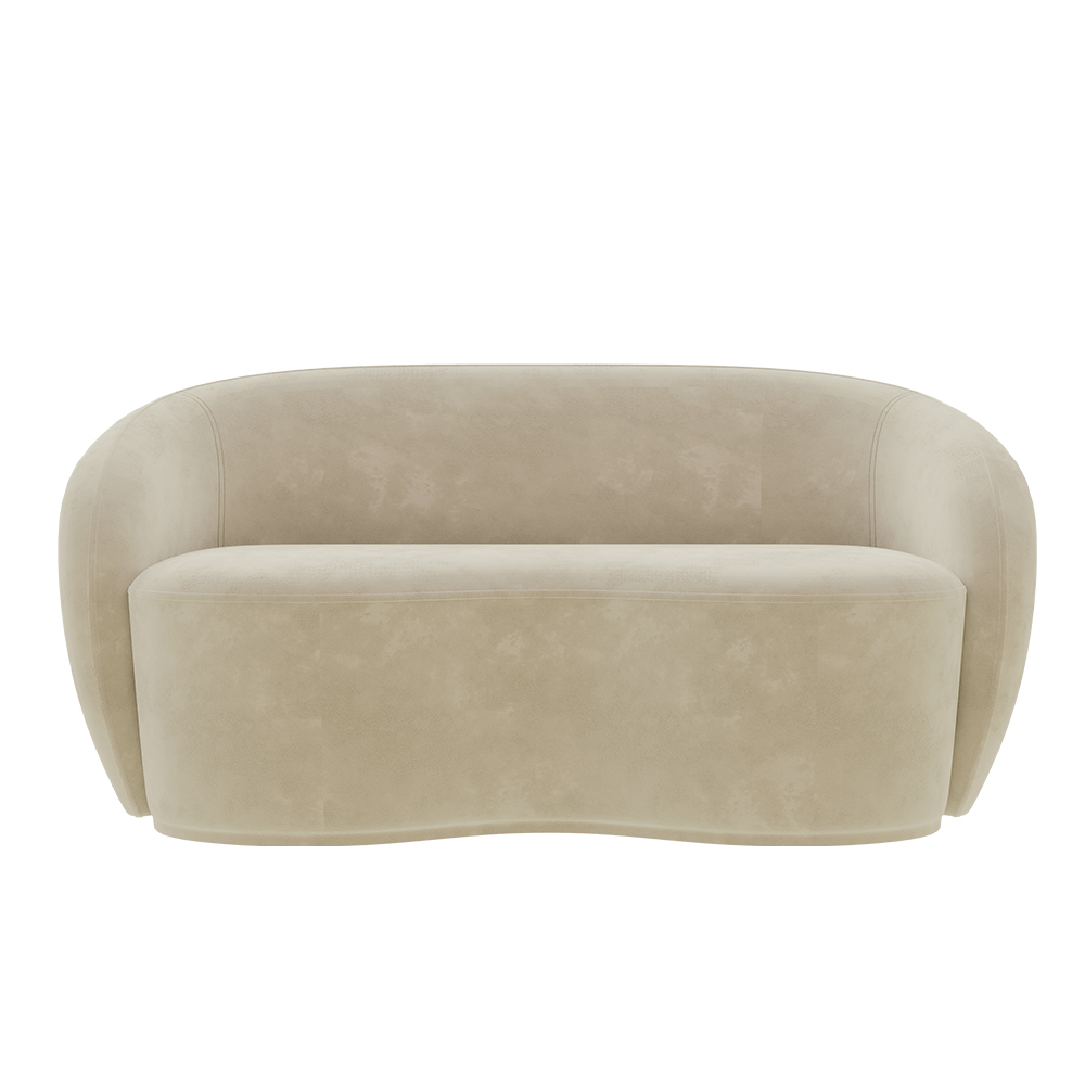 Sofá Living Decorativo 160cm 2 Lugares Íbis Encosto Fixo Veludo Bege G33 - Gran Belo