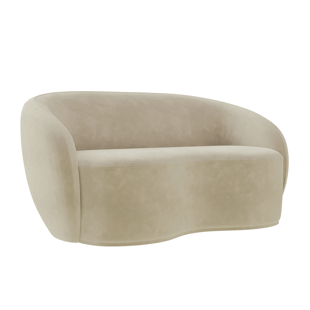 Sofá Living Decorativo 160cm 2 Lugares Íbis Encosto Fixo Veludo Bege G33 - Gran Belo