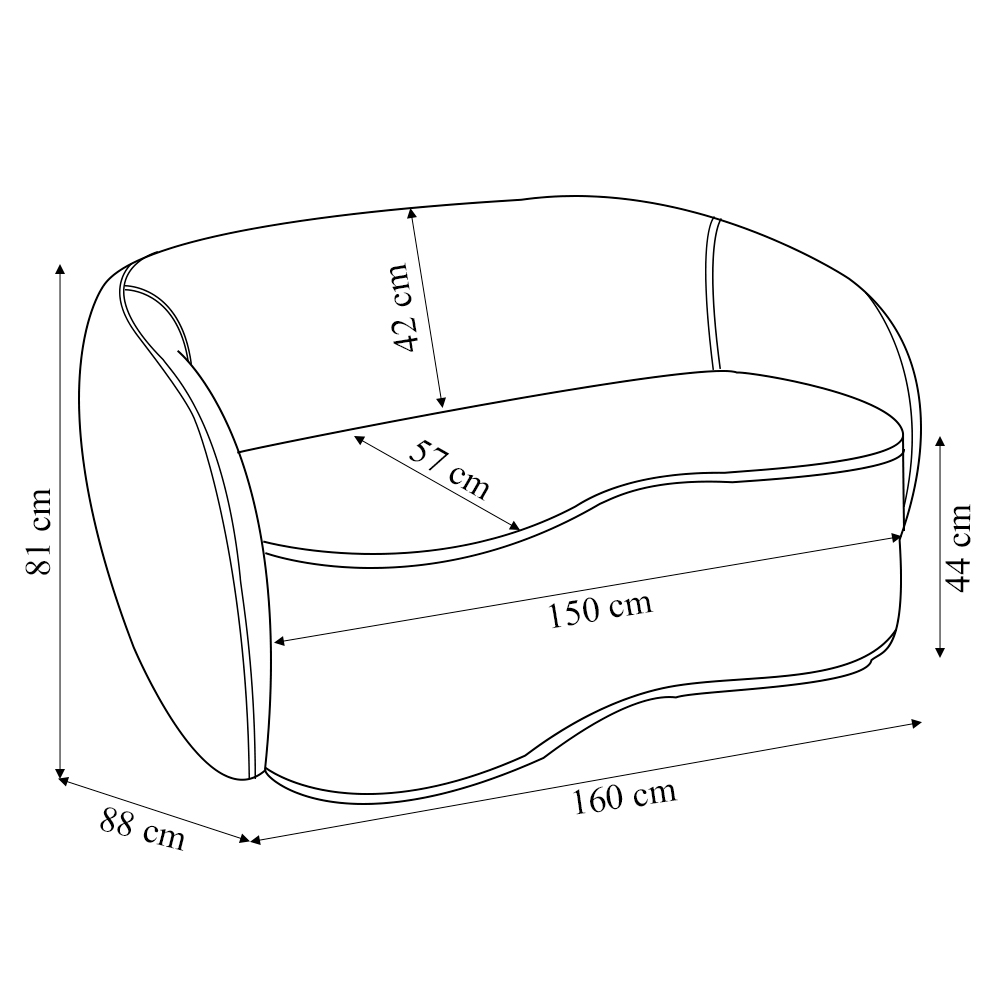 Sofá Living Decorativo 160cm 2 Lugares Íbis Encosto Fixo Veludo Grafite G33 - Gran Belo