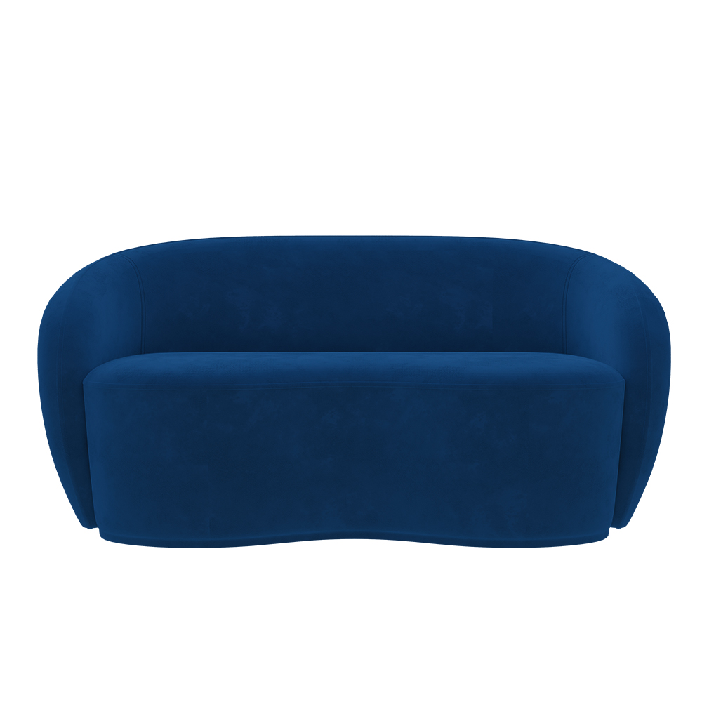 Sofá Living Decorativo 180cm 2 Lugares Íbis Encosto Fixo Veludo Azul Marinho G33 - Gran Belo