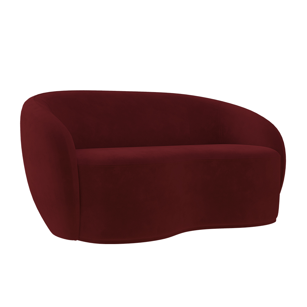 Sofá Living Decorativo 180cm 2 Lugares Íbis Encosto Fixo Veludo Bordô G33 - Gran Belo