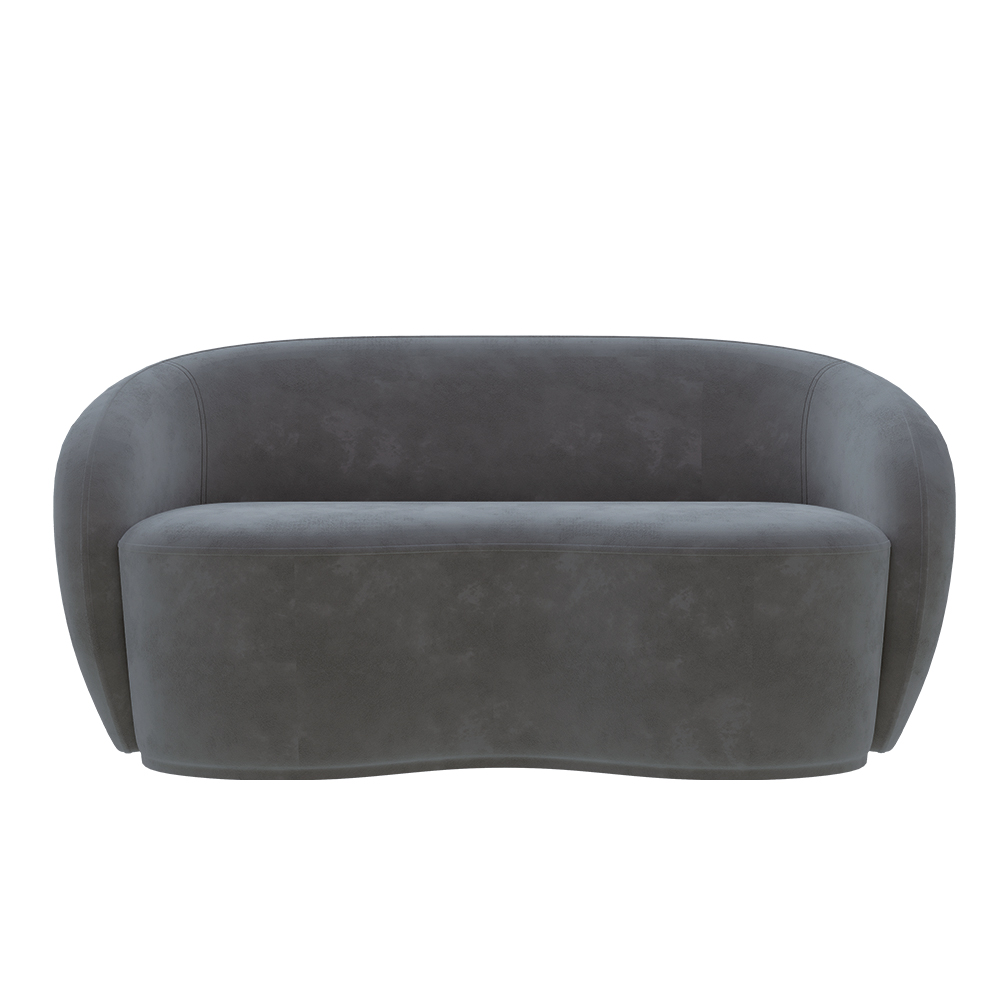 Sofá Living Decorativo 180cm 2 Lugares Íbis Encosto Fixo Veludo Grafite G33 - Gran Belo