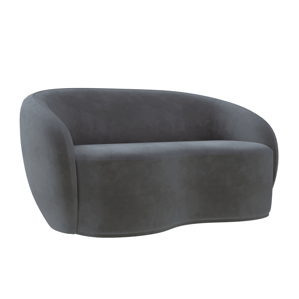 Sofá Living Decorativo 180cm 2 Lugares Íbis Encosto Fixo Veludo Grafite G33 - Gran Belo