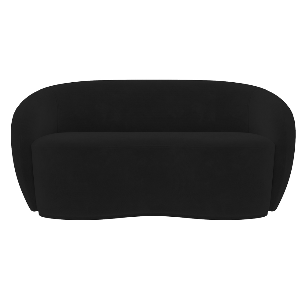 Sofá Living Decorativo 180cm 2 Lugares Íbis Encosto Fixo Veludo Preto G33 - Gran Belo