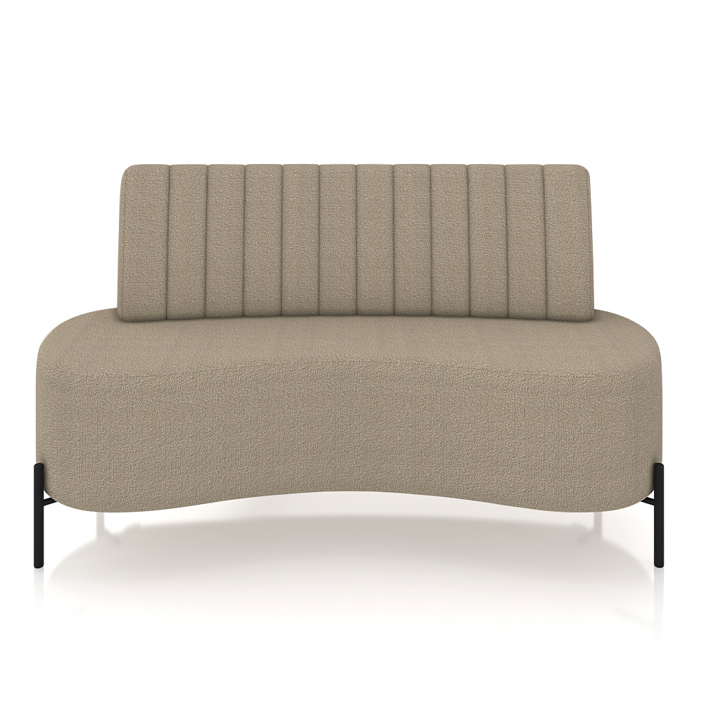 Sofá Living Decorativo 2 Lugares 1,35M Katara Pés de Ferro Bouclê Bege G33 - Gran Belo