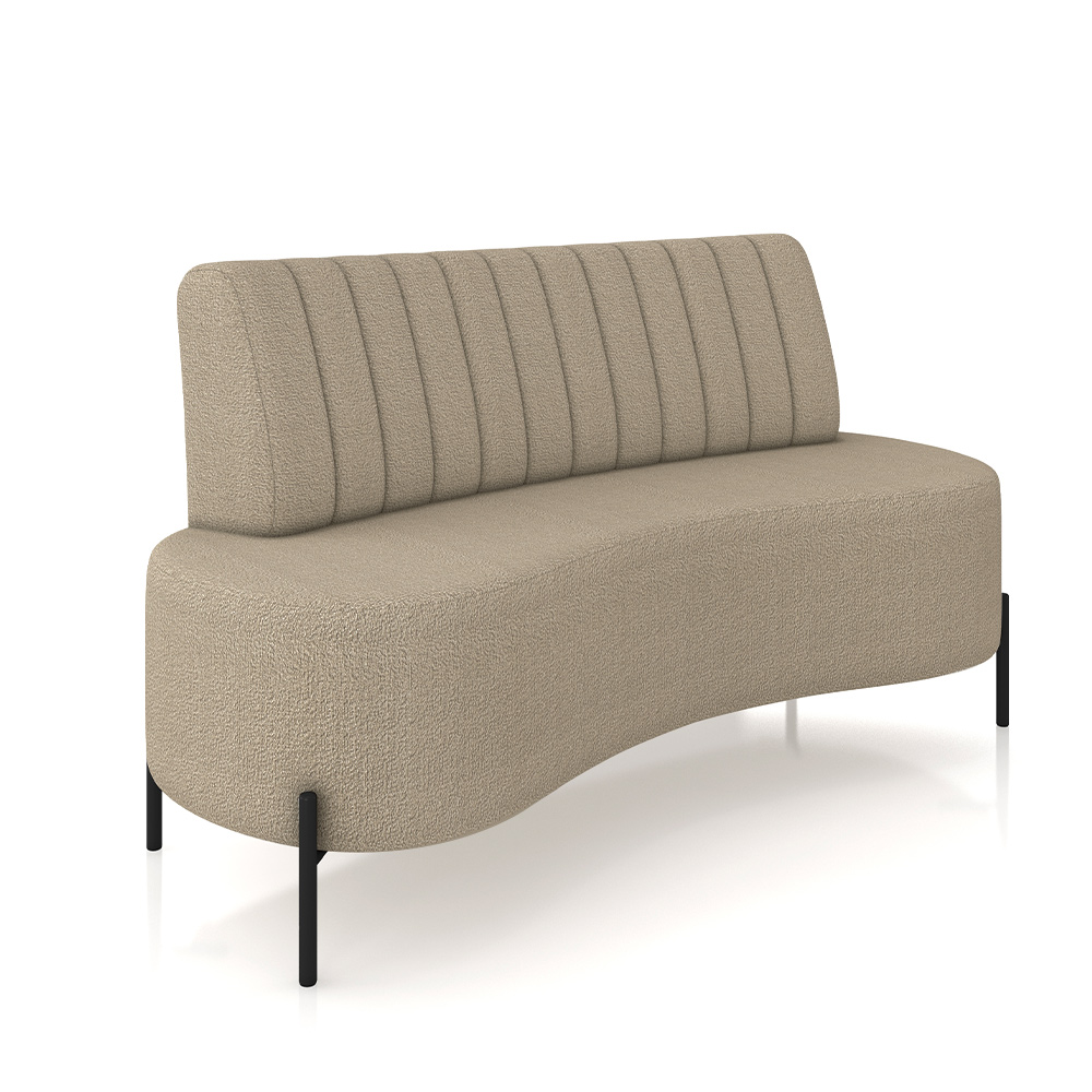 Sofá Living Decorativo 2 Lugares 1,35M Katara Pés de Ferro Bouclê Bege G33 - Gran Belo