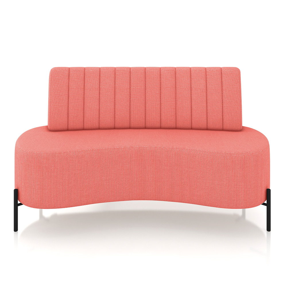 Sofá Living Decorativo 2 Lugares 1,35M Katara Pés de Ferro Linho Rústico Salmão G33 - Gran Belo