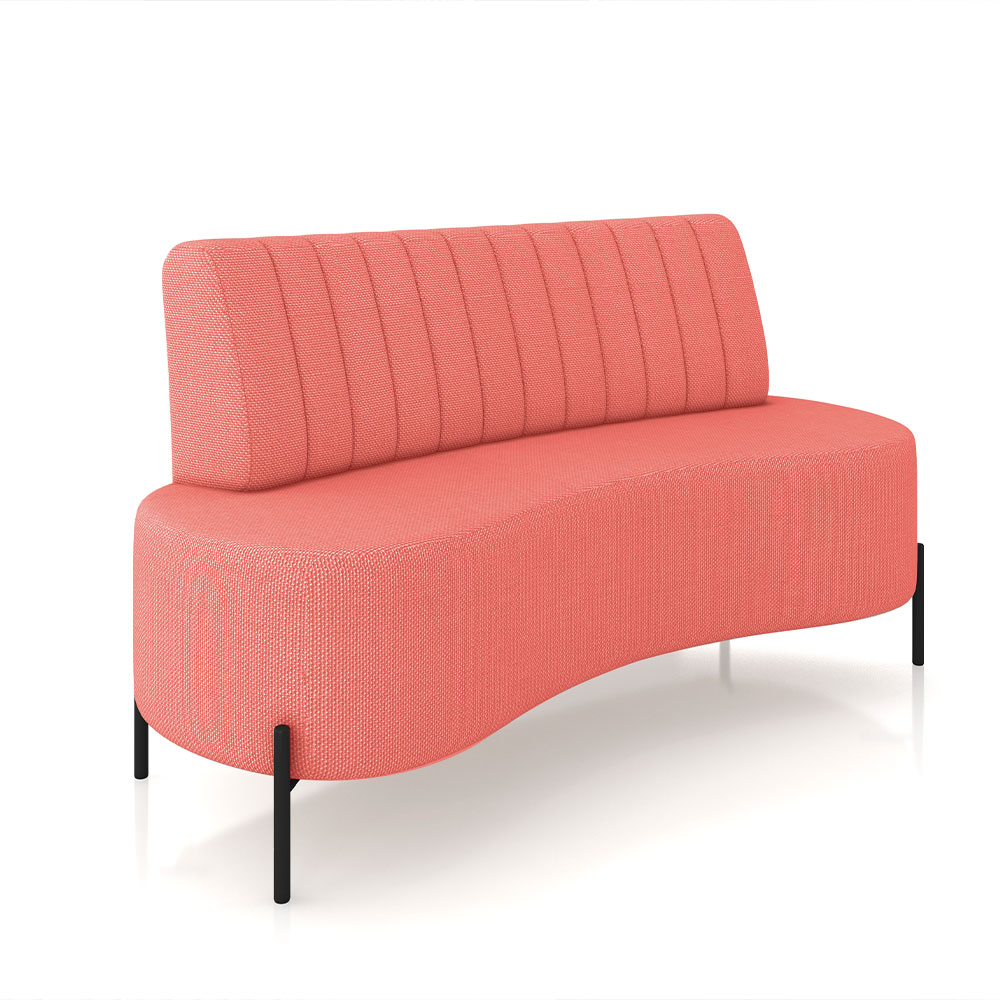 Sofá Living Decorativo 2 Lugares 1,35M Katara Pés de Ferro Linho Rústico Salmão G33 - Gran Belo
