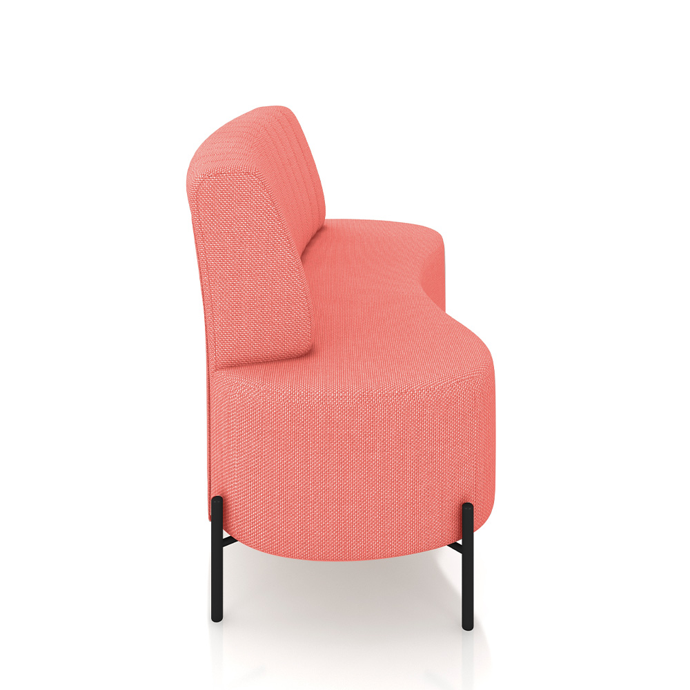 Sofá Living Decorativo 2 Lugares 1,35M Katara Pés de Ferro Linho Rústico Salmão G33 - Gran Belo