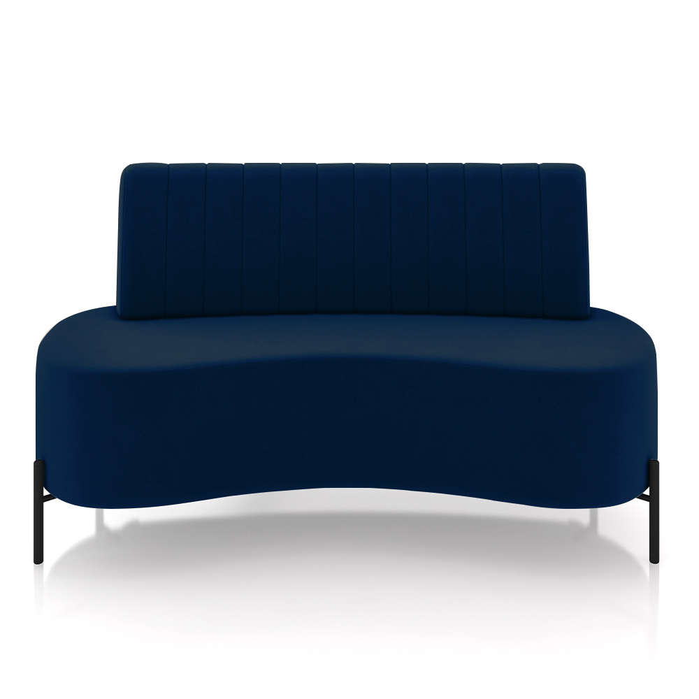 Sofá Living Decorativo 2 Lugares 1,35M Katara Pés de Ferro Veludo Azul G33 - Gran Belo