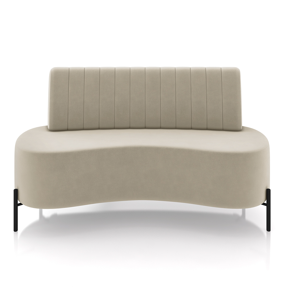 Sofá Living Decorativo 2 Lugares 1,35M Katara Pés de Ferro Veludo Bege G33 - Gran Belo
