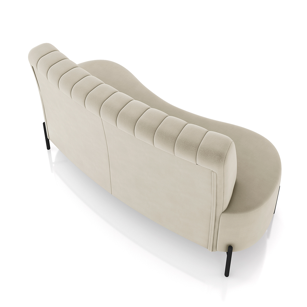 Sofá Living Decorativo 2 Lugares 1,35M Katara Pés de Ferro Veludo Bege G33 - Gran Belo