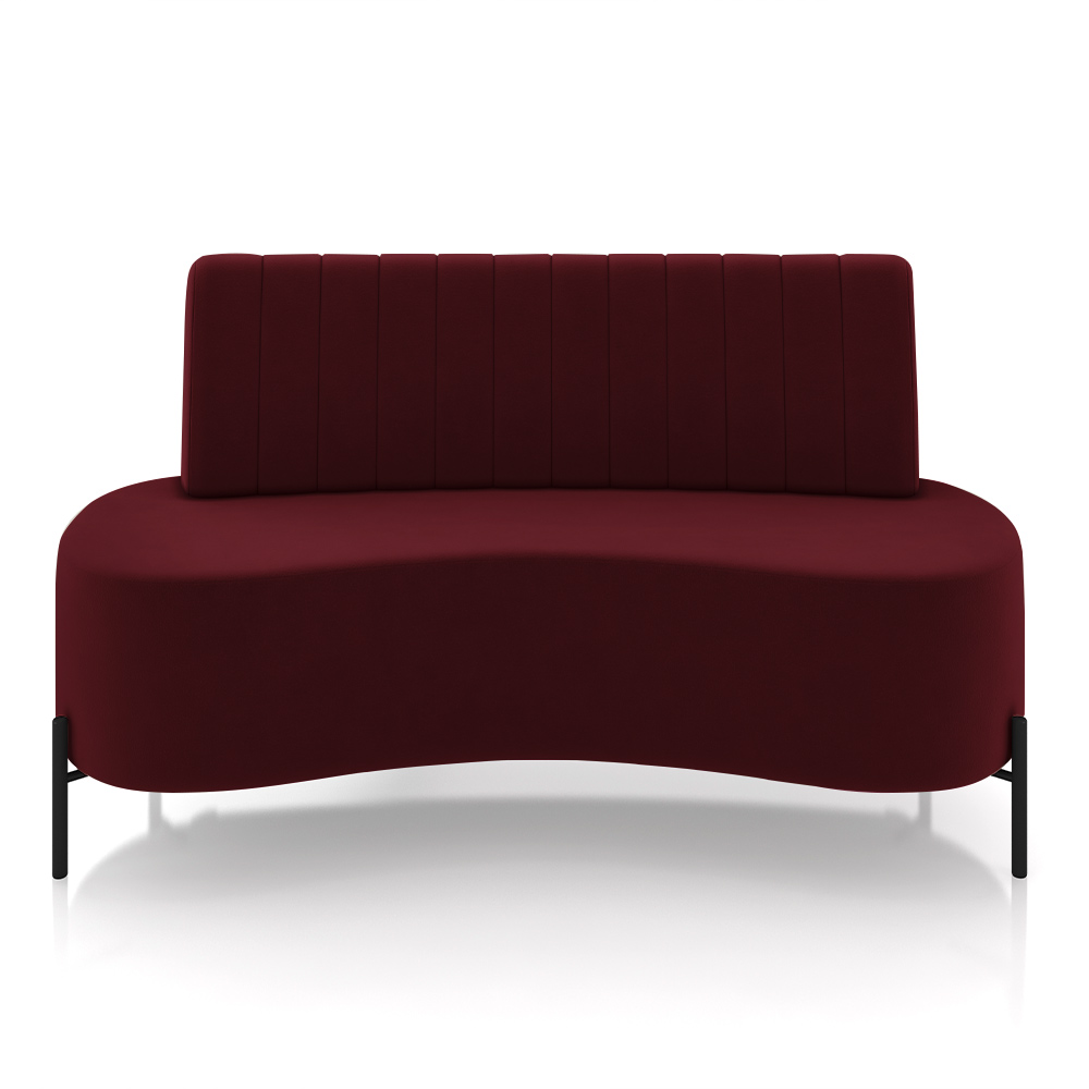 Sofá Living Decorativo 2 Lugares 1,35M Katara Pés de Ferro Veludo Bordô G33 - Gran Belo
