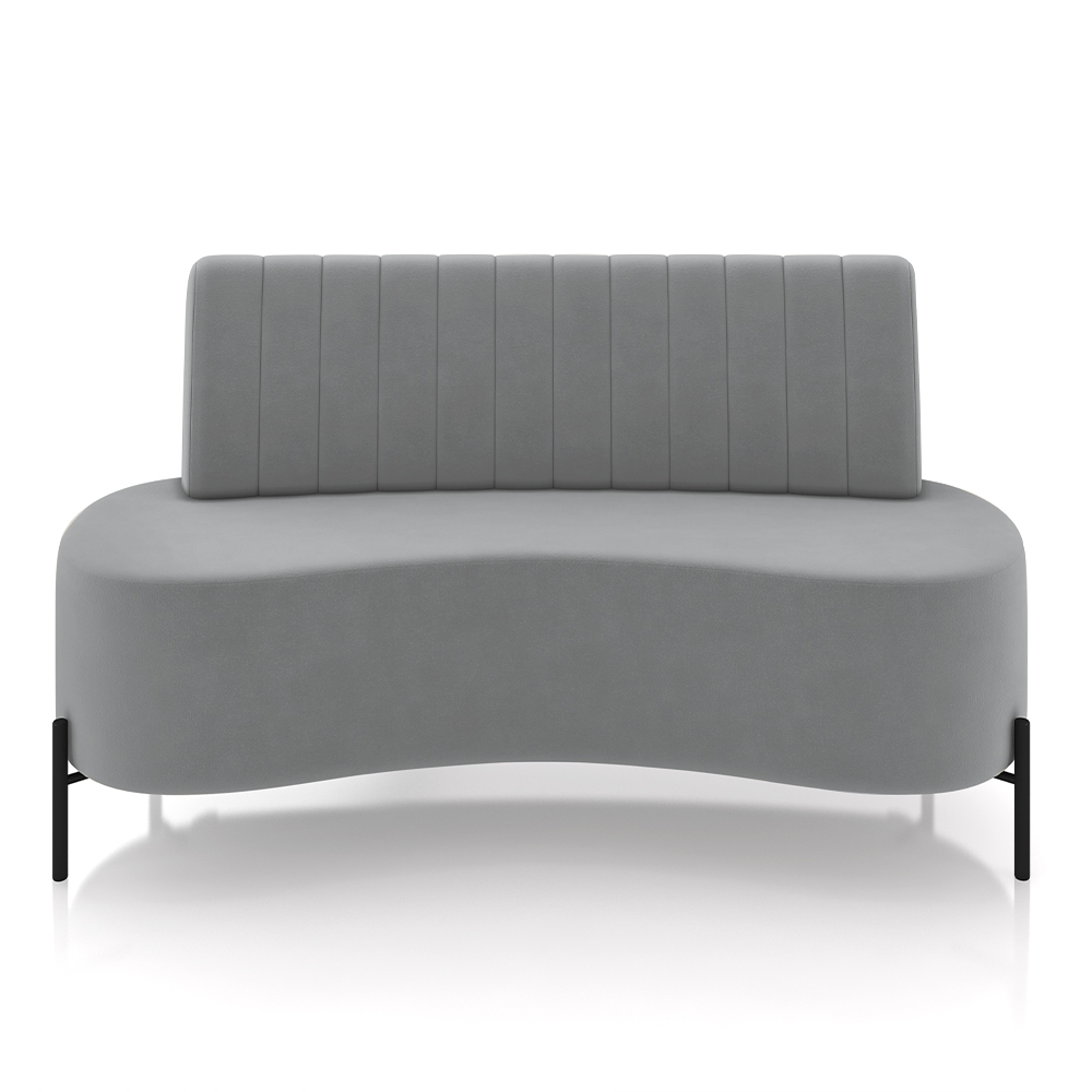 Sofá Living Decorativo 2 Lugares 1,35M Katara Pés de Ferro Veludo Cinza G33 - Gran Belo