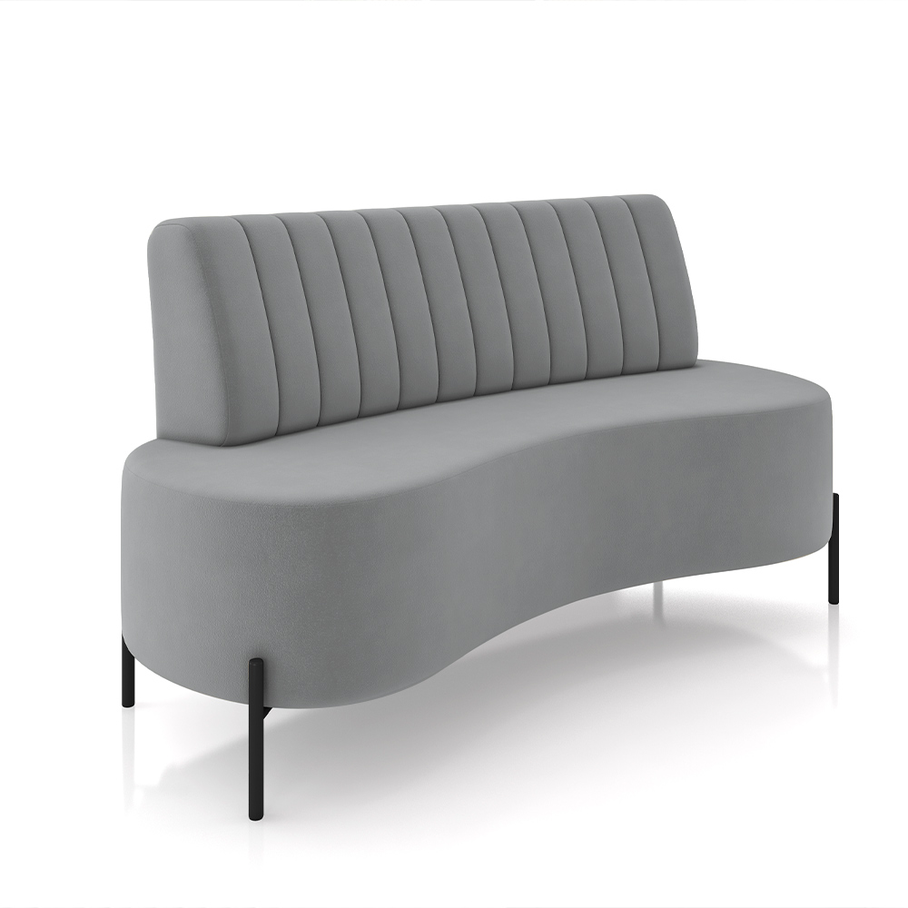 Sofá Living Decorativo 2 Lugares 1,35M Katara Pés de Ferro Veludo Cinza G33 - Gran Belo