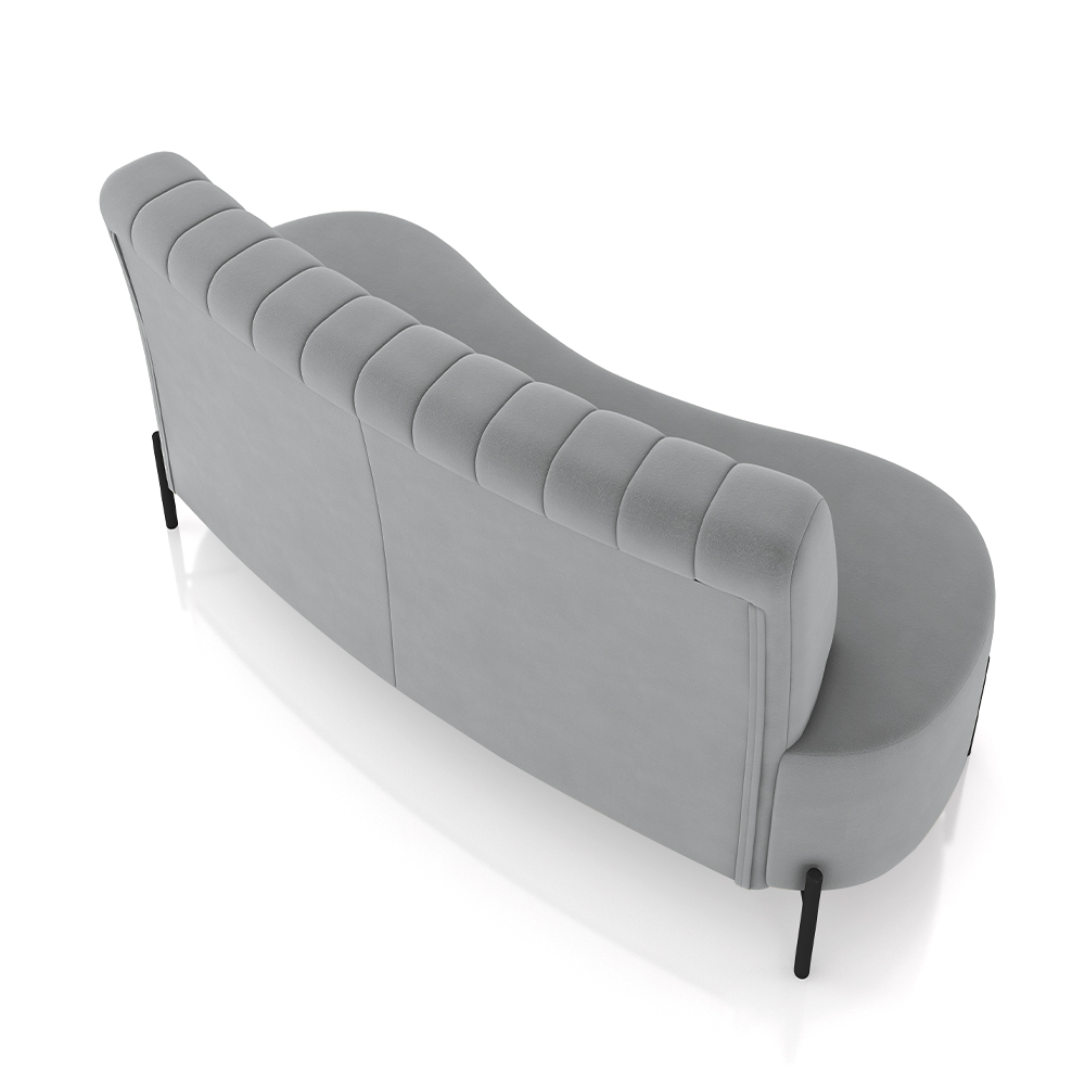 Sofá Living Decorativo 2 Lugares 1,35M Katara Pés de Ferro Veludo Cinza G33 - Gran Belo
