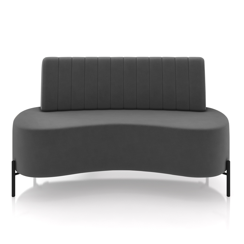 Sofá Living Decorativo 2 Lugares 1,35M Katara Pés de Ferro Veludo Grafite G33 - Gran Belo