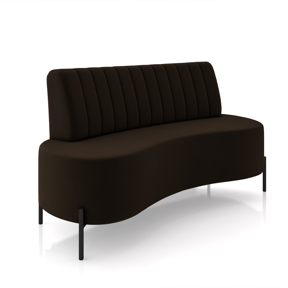 Sofá Living Decorativo 2 Lugares 1,35M Katara Pés de Ferro Veludo Marrom G33 - Gran Belo