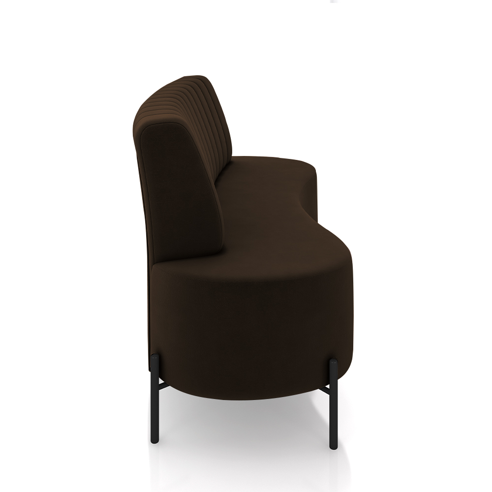 Sofá Living Decorativo 2 Lugares 1,35M Katara Pés de Ferro Veludo Marrom G33 - Gran Belo