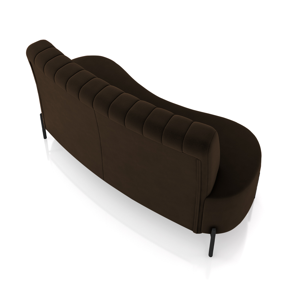 Sofá Living Decorativo 2 Lugares 1,35M Katara Pés de Ferro Veludo Marrom G33 - Gran Belo