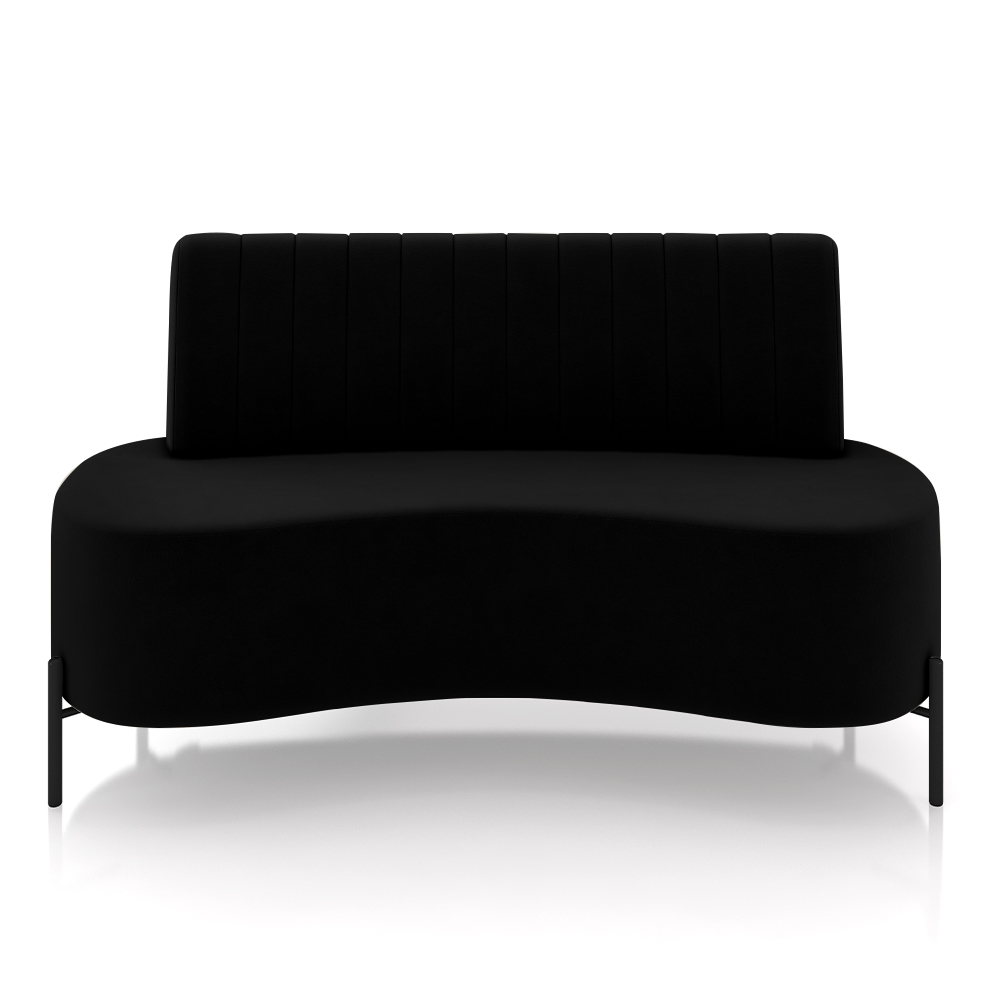 Sofá Living Decorativo 2 Lugares 1,35M Katara Pés de Ferro Veludo Preto G33 - Gran Belo