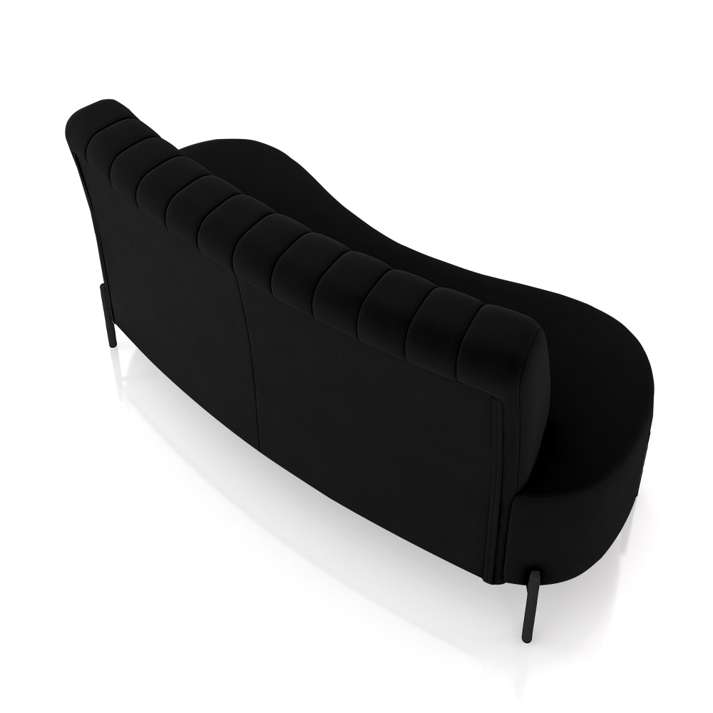 Sofá Living Decorativo 2 Lugares 1,35M Katara Pés de Ferro Veludo Preto G33 - Gran Belo