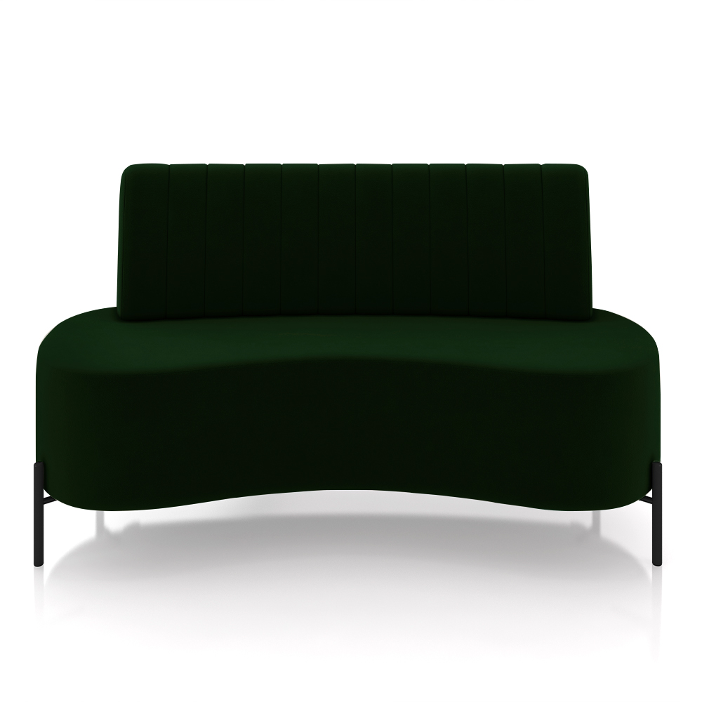 Sofá Living Decorativo 2 Lugares 1,35M Katara Pés de Ferro Veludo Verde G33 - Gran Belo