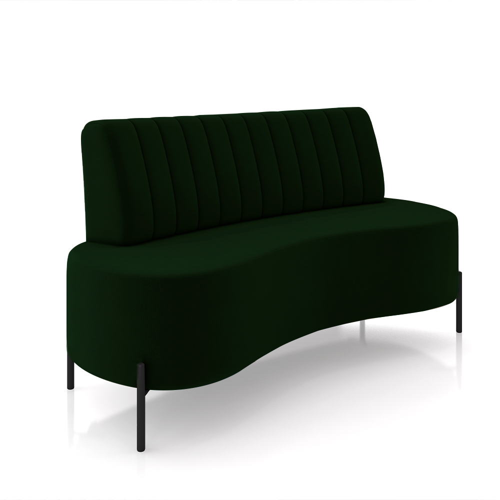 Sofá Living Decorativo 2 Lugares 1,35M Katara Pés de Ferro Veludo Verde G33 - Gran Belo