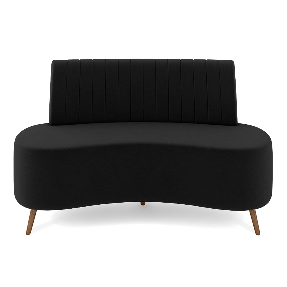 Sofá Living Decorativo 2 Lugares 1,35M Katara Preto Veludo G33 - Gran Belo