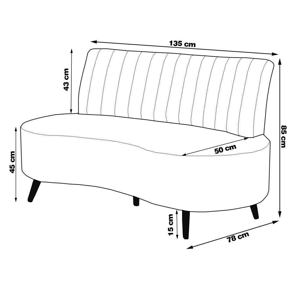 Sofá Living Decorativo 2 Lugares 1,35M Katara Preto Veludo G33 - Gran Belo