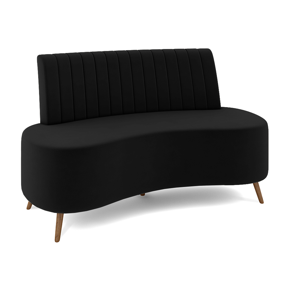 Sofá Living Decorativo 2 Lugares 1,35M Katara Preto Veludo G33 - Gran Belo