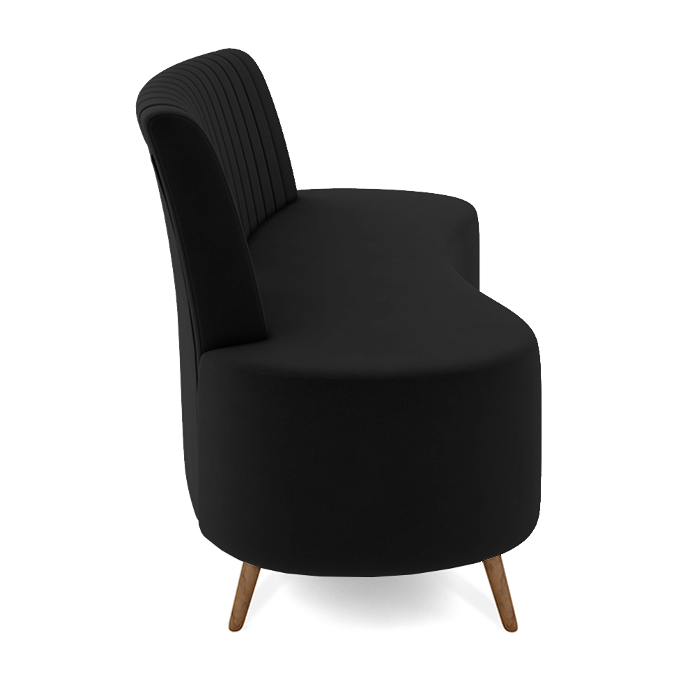 Sofá Living Decorativo 2 Lugares 1,35M Katara Preto Veludo G33 - Gran Belo