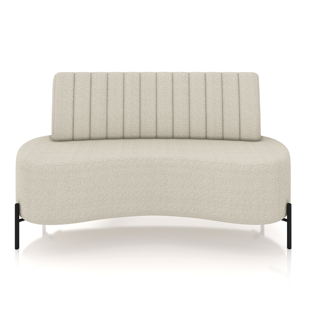 Sofá Living Decorativo 2 Lugares 1,60M Katara Pés de Ferro Bouclê Off White G33 - Gran Belo