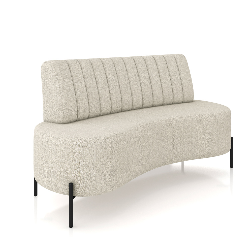Sofá Living Decorativo 2 Lugares 1,60M Katara Pés de Ferro Bouclê Off White G33 - Gran Belo