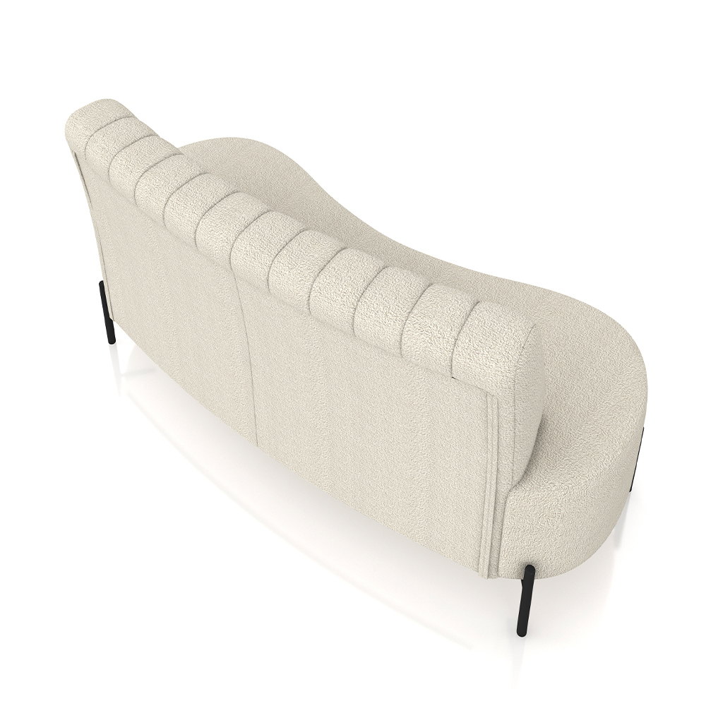 Sofá Living Decorativo 2 Lugares 1,60M Katara Pés de Ferro Bouclê Off White G33 - Gran Belo