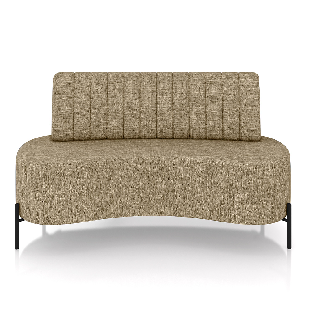 Sofá Living Decorativo 2 Lugares 1,60M Katara Pés de Ferro Linho Bege G33 - Gran Belo