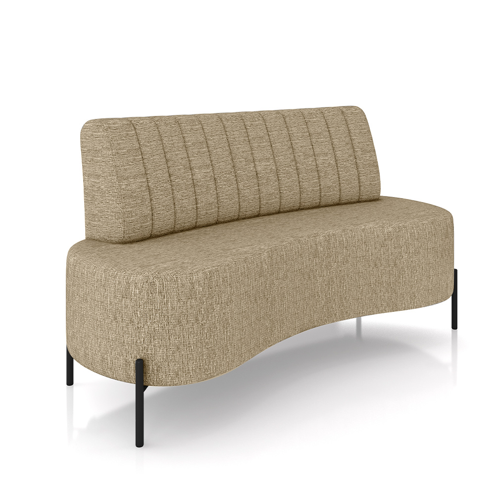 Sofá Living Decorativo 2 Lugares 1,60M Katara Pés de Ferro Linho Bege G33 - Gran Belo